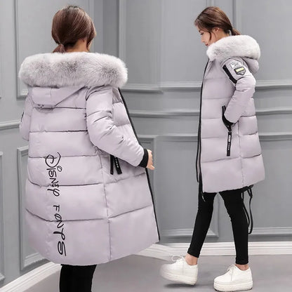 Kvinnors Quiltad Jacka Stor Huva Pälskrage Polyester 12
