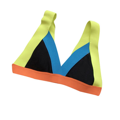 Dam Bikini Hög Midja Nylon Patchwork-6