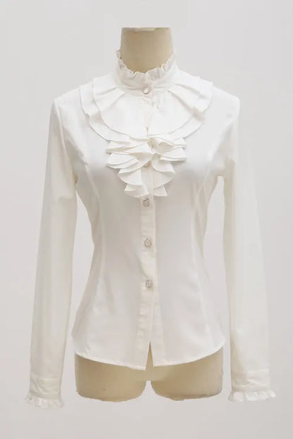 Variant image for Dam Axelfri Blus Chiffong med Ruffles Polyester-3