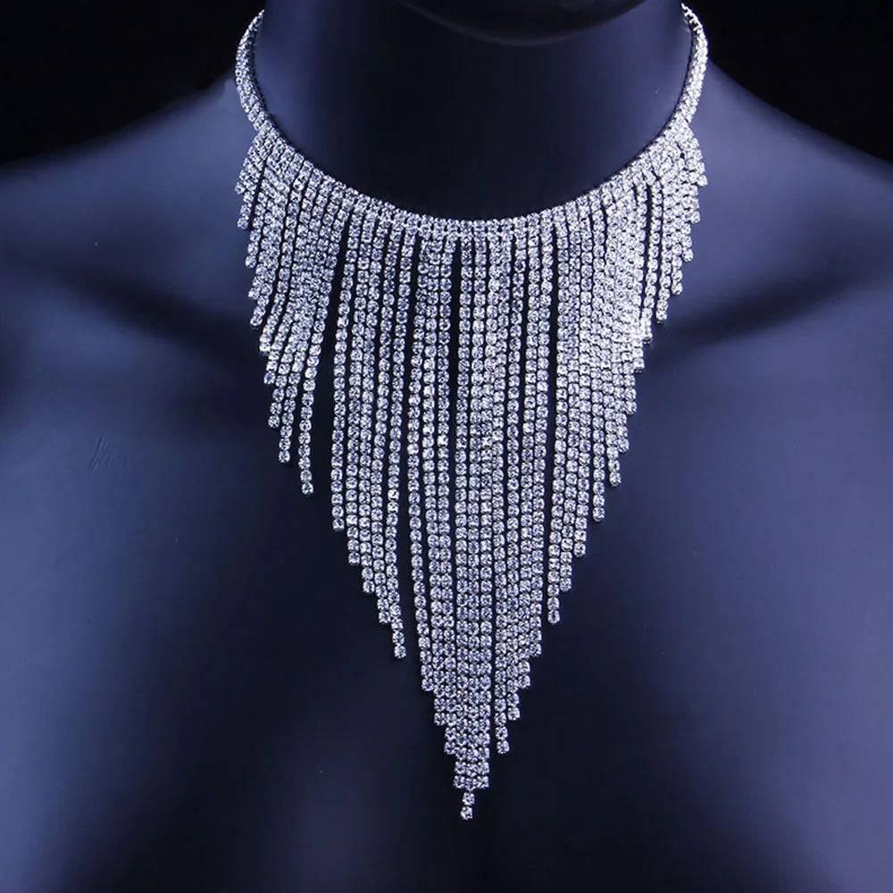 Dam Halsband Choker Geometrisk Design med Kristaller och Strass-4