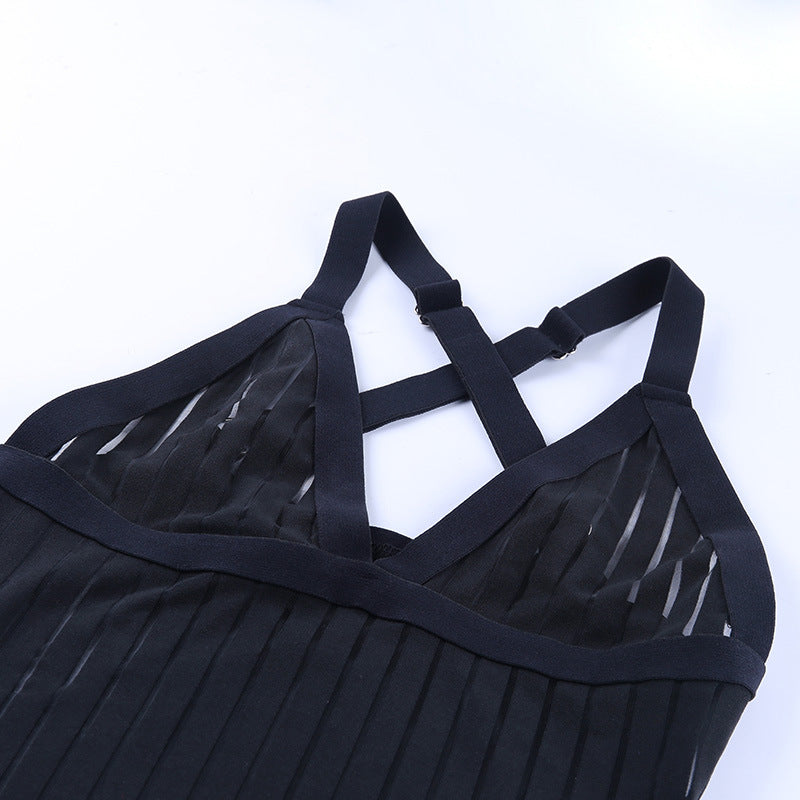 Kvinnors Miniklänning Randig Ärmlös Polyester-Spandex 6