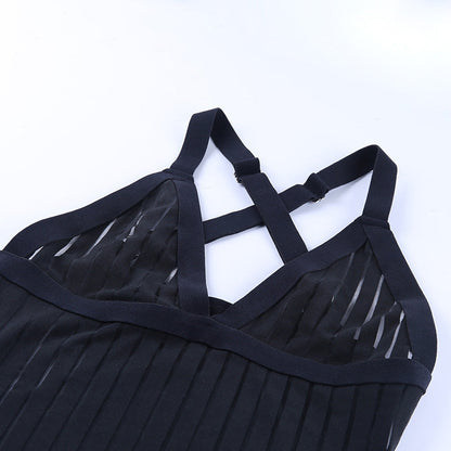 Kvinnors Miniklänning Randig Ärmlös Polyester-Spandex 6