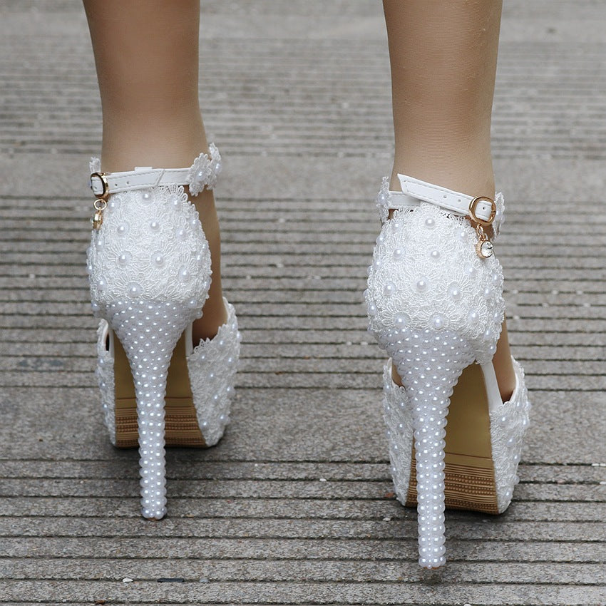 Dam Pumpskor Hög Häl Trendig PU Gummi-3