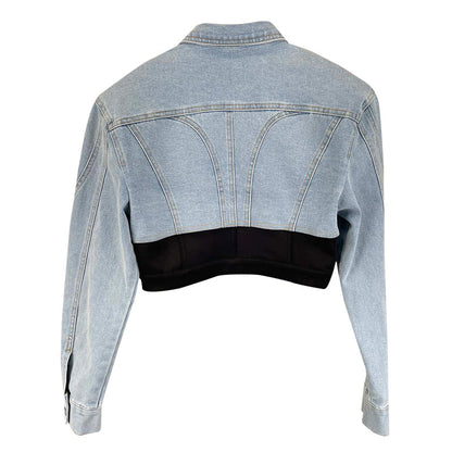 Smala Jeans för Damer med Klippta Dekorationer och PU-Läder – Hög Midja, Regelbunden Passform, Tvättad Denim 4