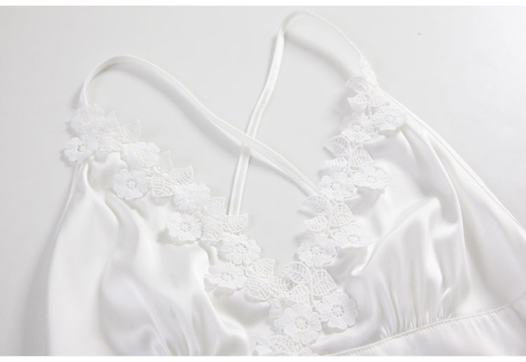 Dam Nattklänning Blommig Broderi Rayon V-Ringning-6