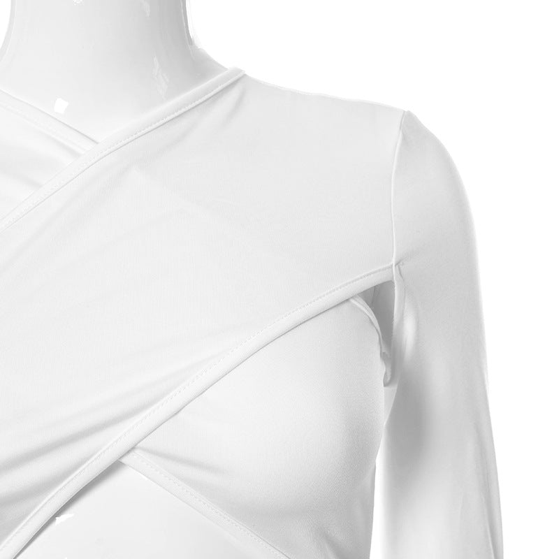 Dam Bodysuit Långärmad Tätt Passande Polyester-3