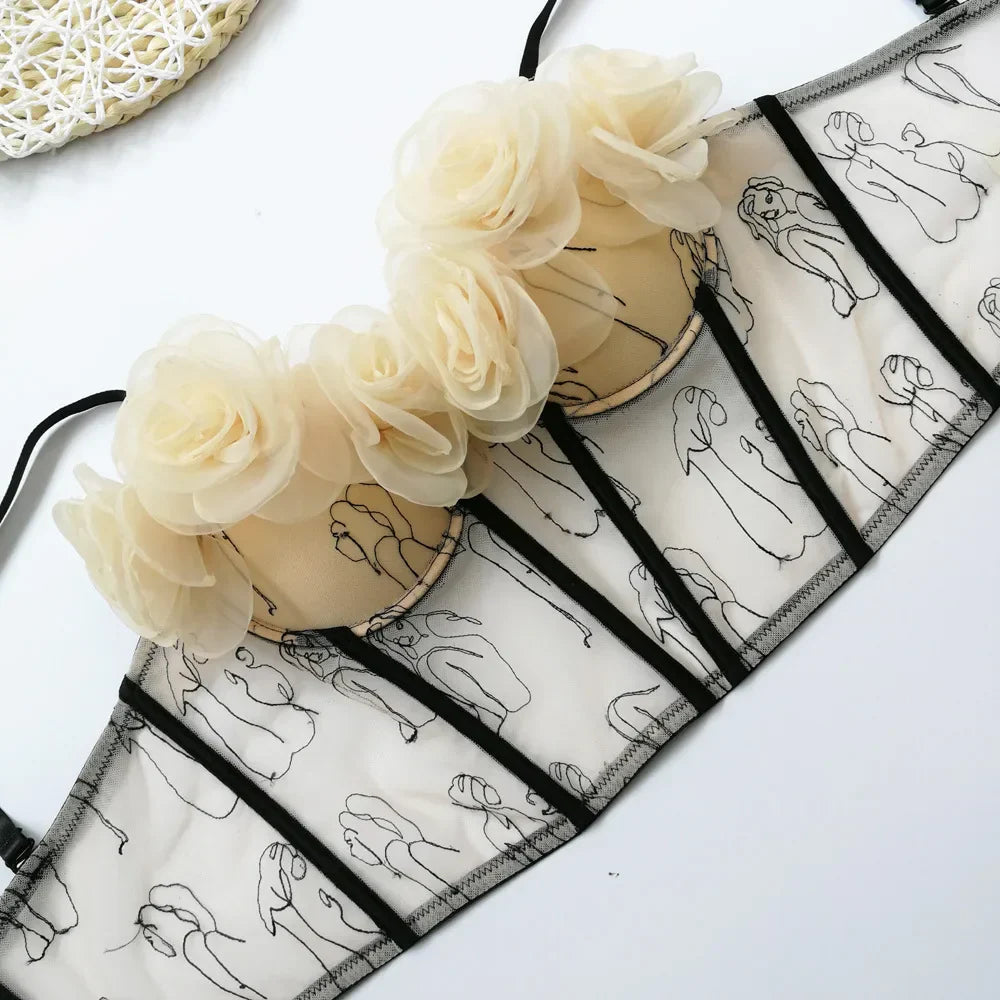 Dam Bustier Blommönster Nylon Polyester-3