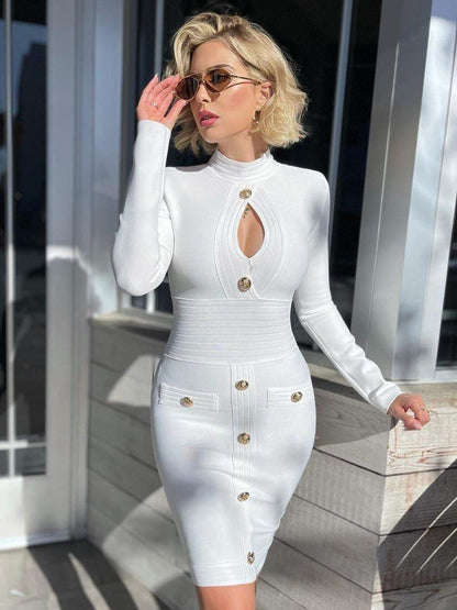 Fina Damklänningar Modern Chic Tight Polyester Ovanför Knäet-5