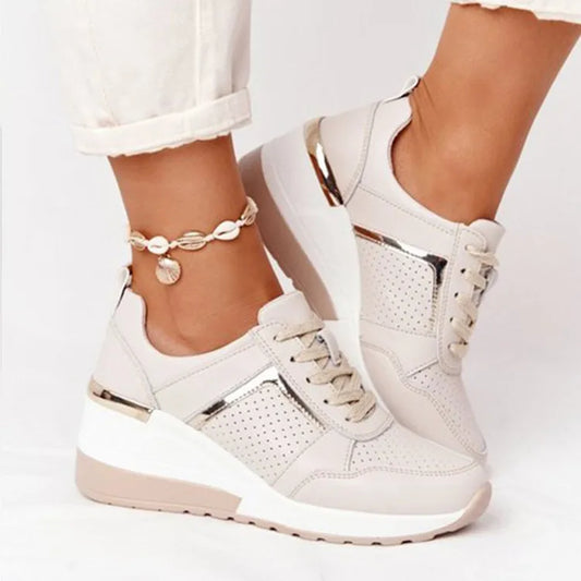 Kvinnors Plattform Sneakers Lätta Textil Syntet Fritidsskor-1