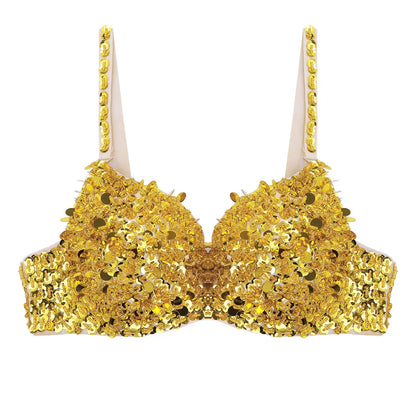 Dam BH Monokrom Paljetter Justerbara Band Bomull Polyester 11