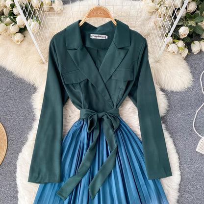 Kvinnors Midi Klänning A-linje Polyester Rynkad-2