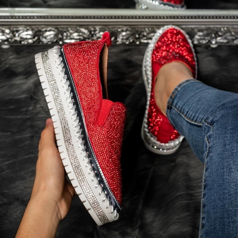 Variant image for Kvinnors Mockasiner Slip-On PU-Läder med Glittrande Detalj-4