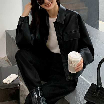 Variant image for Dam Läderjacka Vattentät Elegant Design Högkvalitativt Material-1