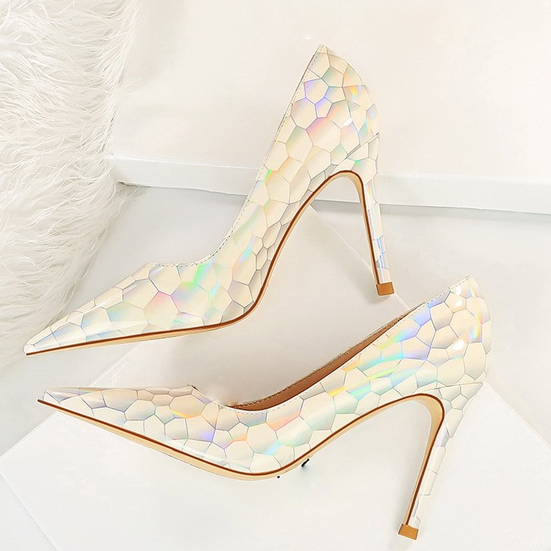 Variant image for Dam Pumpskor Geometrisk Design Lackläder Hög Klack-39