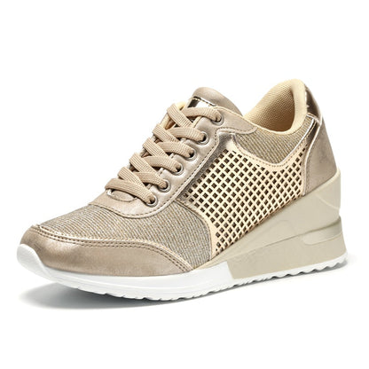 Dam Sneakers i Högkvalitativt Läder med Medelhög Snitt och Flexibla Gummisulor – Komfortabla och Stiliga Plattforms Sneakers 7