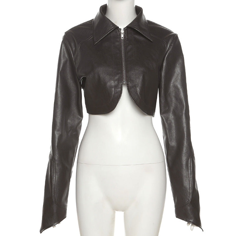 Kvinnors MIDI Klänning Syntetiskt Läder Modern Stil 6