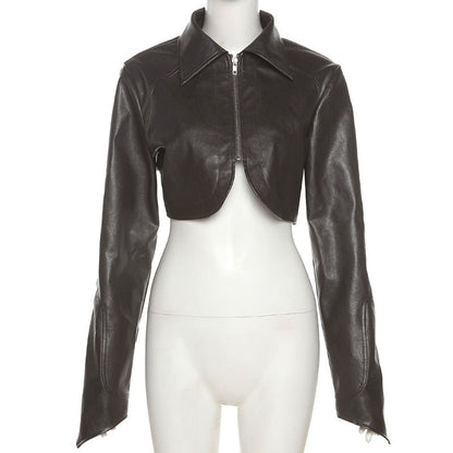 Kvinnors MIDI Klänning Syntetiskt Läder Modern Stil 6