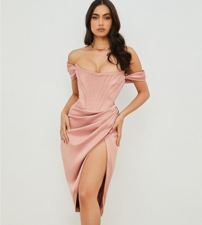 Variant image for Kvinnors Aftonklänning Knäslängd Med Remmar Högkvalitativt Material-4