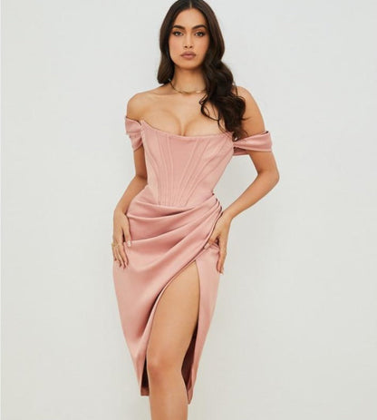 Variant image for Kvinnors Aftonklänning Knäslängd Med Remmar Högkvalitativt Material-4