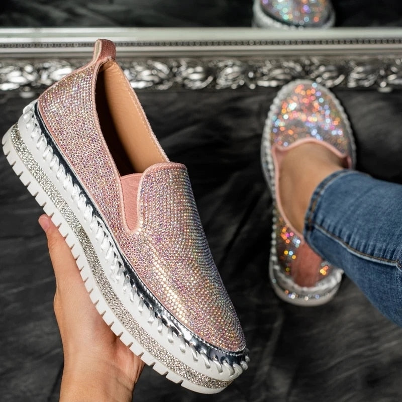 Variant image for Kvinnors Mockasiner Slip-On PU-Läder med Glittrande Detalj-2
