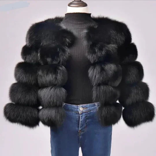 Kvinnokappa i syntetisk päls Elegant Design Varmt Material 6