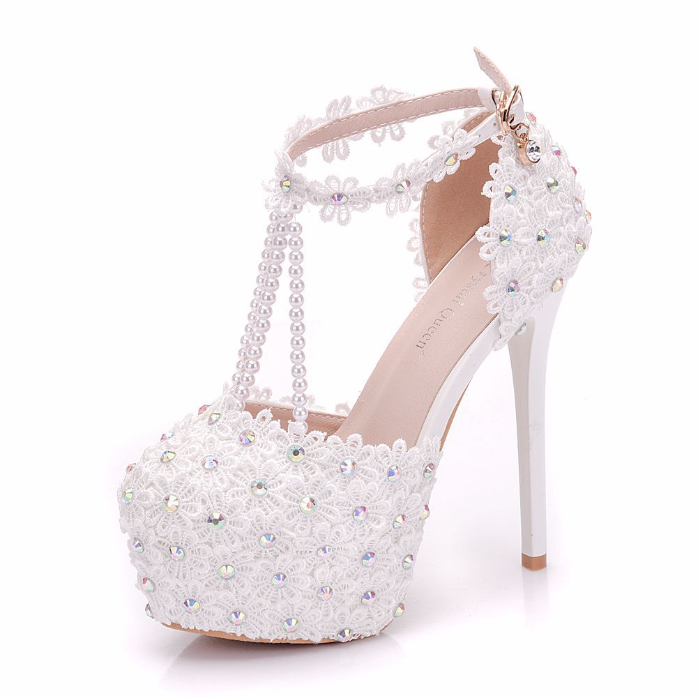 Dam Pumpskor Hög Häl Trendig PU Gummi-1