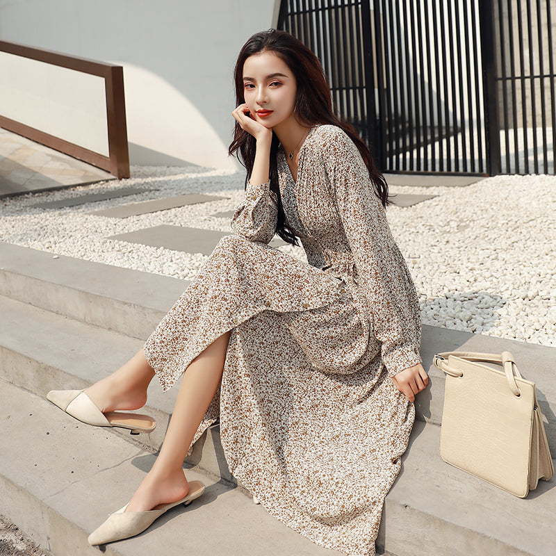 Kvinna MIDI-klänning Geometriskt Mönster Akryl Chiffon-3