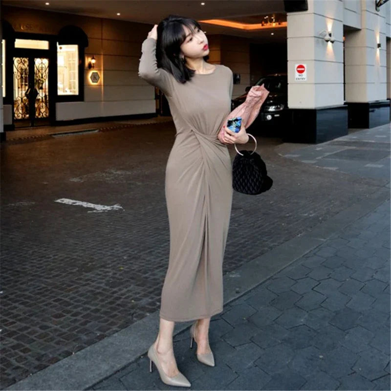 Maxiklänning Dam Figurnära Vårdesign i Bomull och Polyester-2