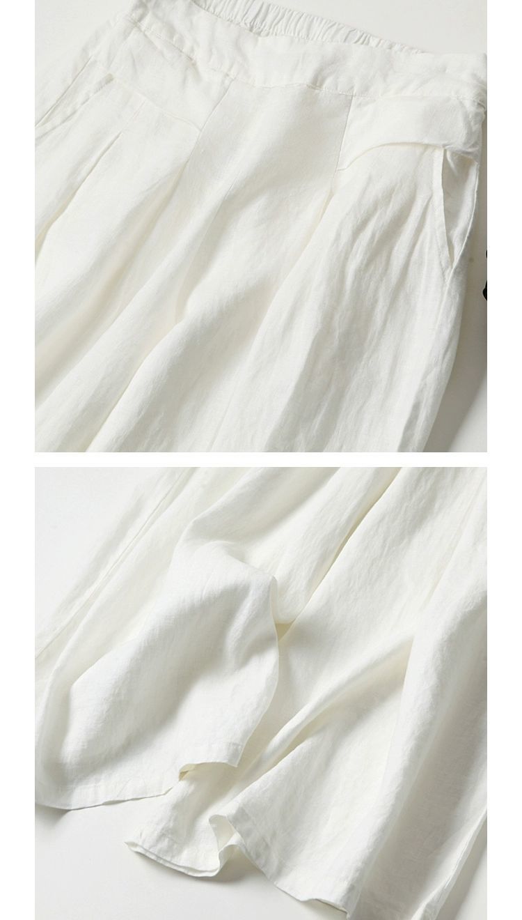 Dam Bred Benbyxor Hög Midja med Resår i Midjan Snygga Bomullsblandning 6