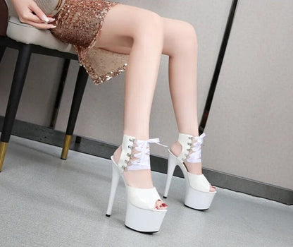 Dam Gladiatorsandal Hög Klack PU-Läder-4