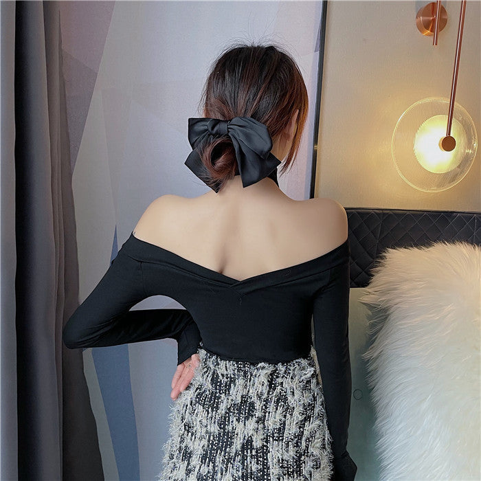 Dam Långärmad T-shirt Monokrom Jersey-5