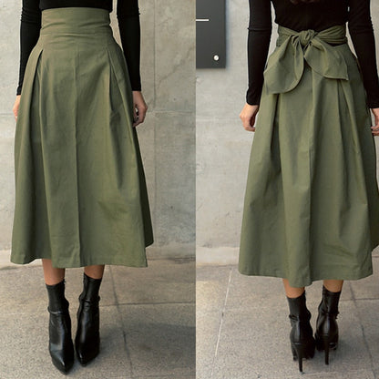 Dam Lång Kjol Smal Passform Polyester Elegant-4