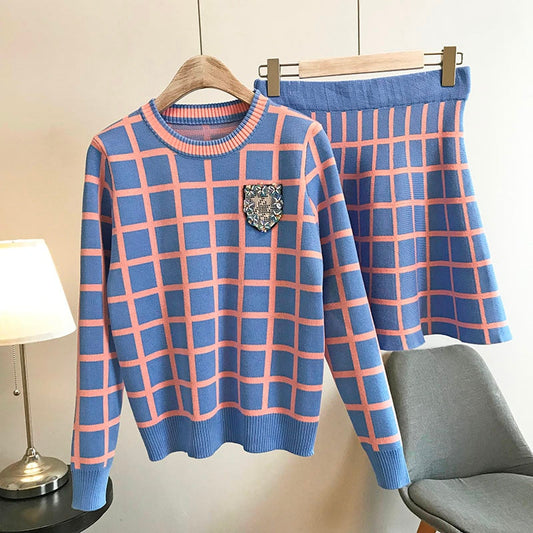 Kvinnors Rockset Långärmad Topp Minikjol Bomull-1