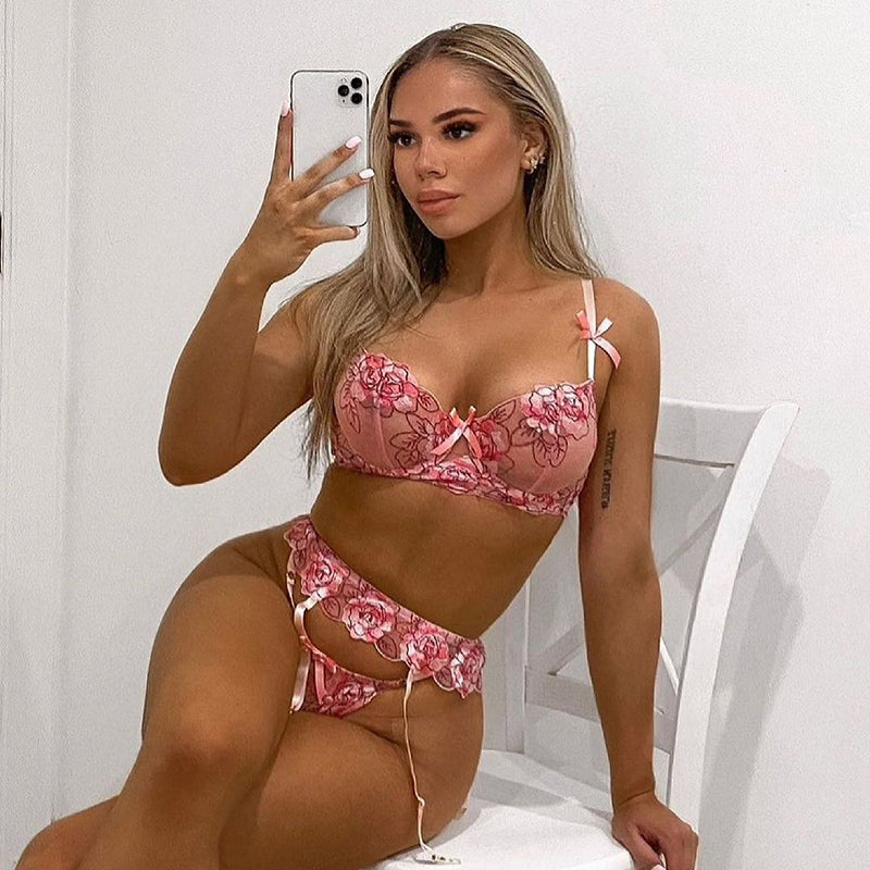 Dam BH-set Blommig Polyester Justerbara Remmar 5