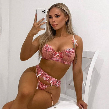 Dam BH-set Blommig Polyester Justerbara Remmar 5