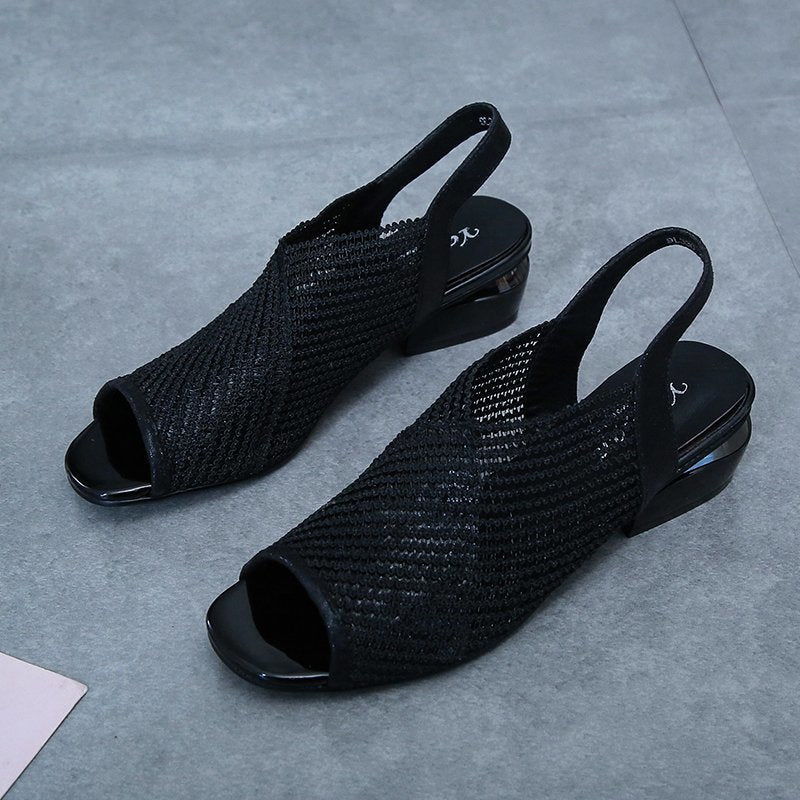 Dam Sandaler Slingback Fyrkantig Klack Mesh-5