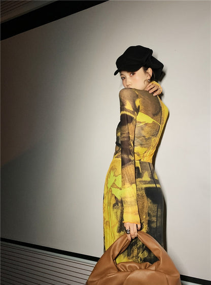 Dam Rockuppsättning T-shirt och Knälång Kjol Polyester Geometrisk Design-6