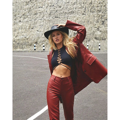 Dam Festtoppar Kortärmad Polyester-Bomull med Slående Halsringning-4