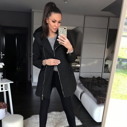 Dam Vinterjacka Minimalistisk Design Vattenavvisande Polyester Bomull-3