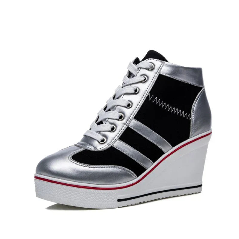 Variant image for Kvinna Kilsneaker Modern Canvas Hög Häl Komfortabel-16