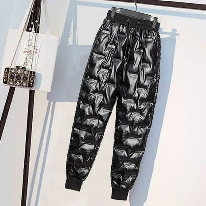 Dam Byxor Långa Stretchiga med Resår i Midjan – Snygga Byxor för Avslappnad Stil-4