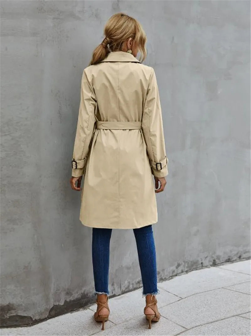 Kvinnors Trench Coat Jacka Klassisk Stil Polyester Bomull 6