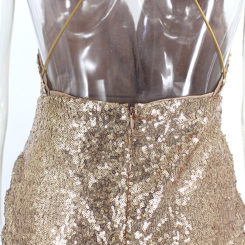 Kvinnor Mini Klänning V-ringning Ryggfri Polyester Bomull-4