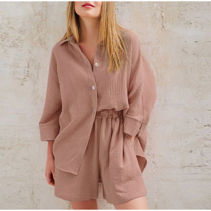 Dam Linne Set Top och Byxor i Linne Avslappnad Passform-6