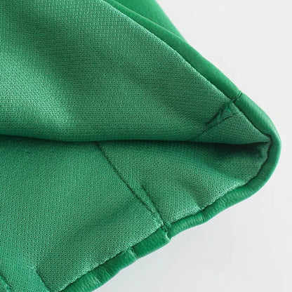 Dam Byxset Kort Topp Hög Midja Läder Polyester-6