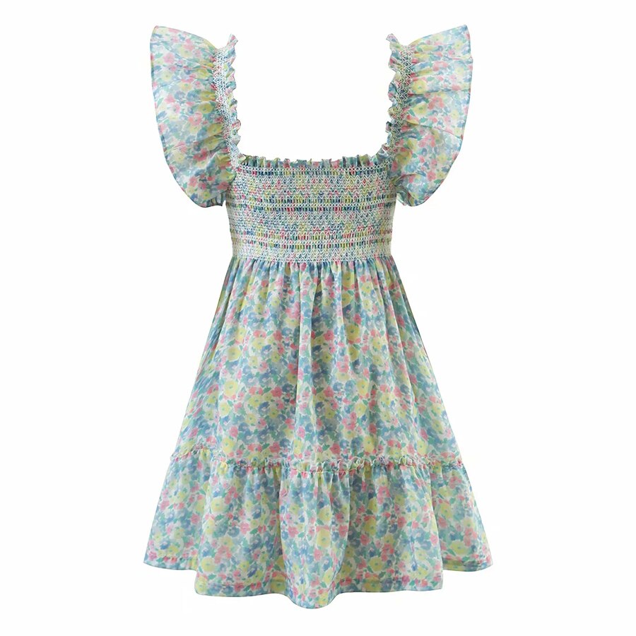 Kvinna Blommaklänning Ruffles Polyester Luftig Design-4