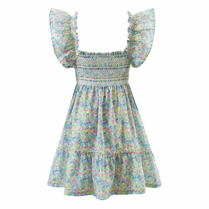 Kvinna Blommaklänning Ruffles Polyester Luftig Design-4