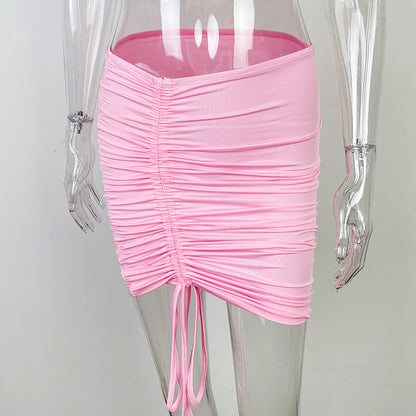 Svart Minikjol med Haltertop och Dekorativa Dragband för Dam – Kort, Tight Passform i Polyester och Spandex 5