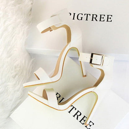 Dam Sandaler Öppen Tå med Silkesdetaljer Hög Klack Gummi-3