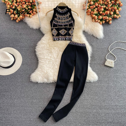 Snygga Byxor Dam Geometrisk Stil Medium Midjehöjd Polyester 7